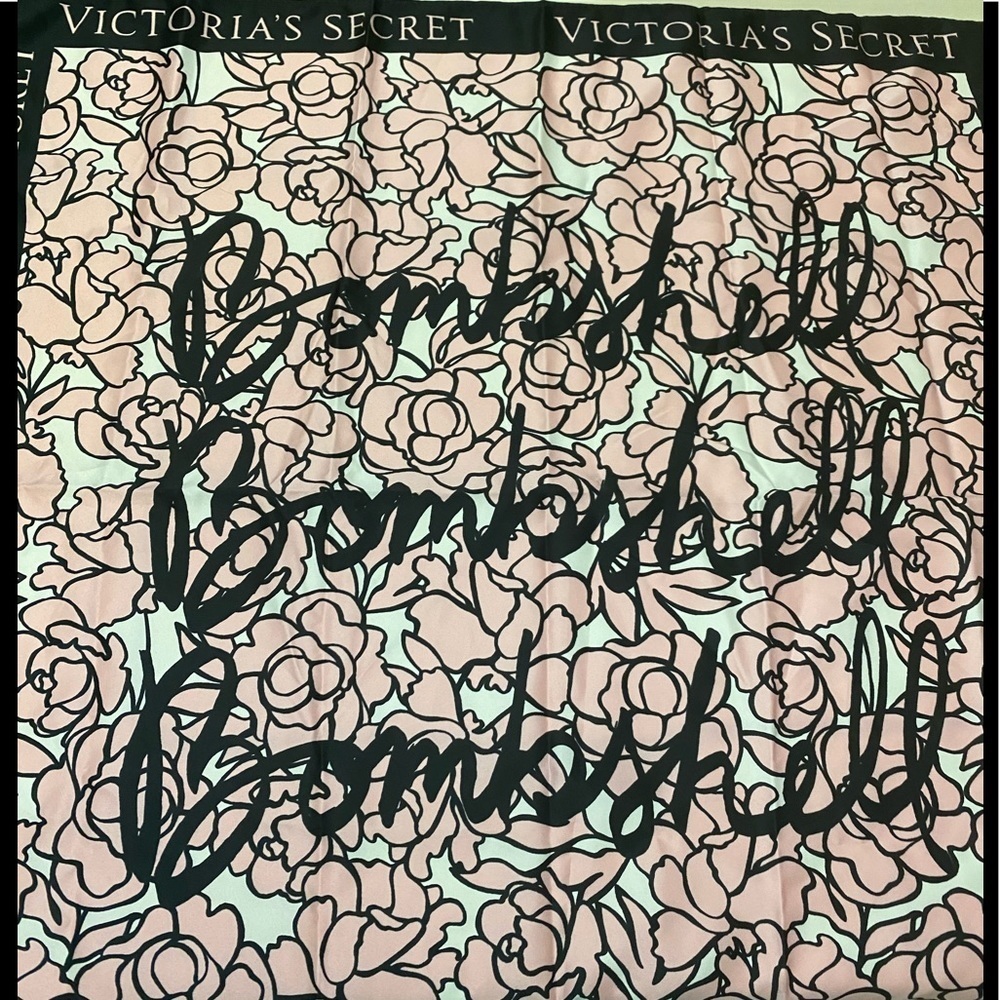 Victoria’s Secret BOMBSHELL Silky Scarf Black, Pink & White NWT